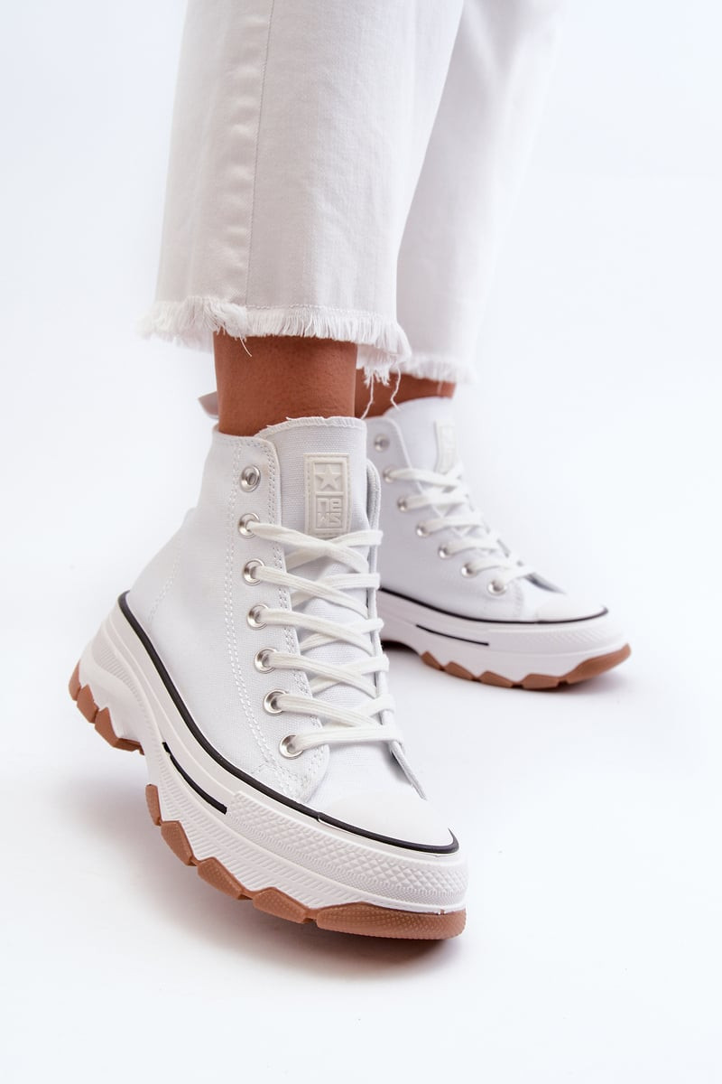 Women's High Platform Sneakers White Valvia
