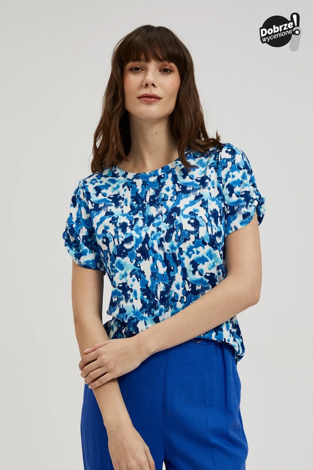 Women's T-shirt with floral pattern MOODO - navy blue