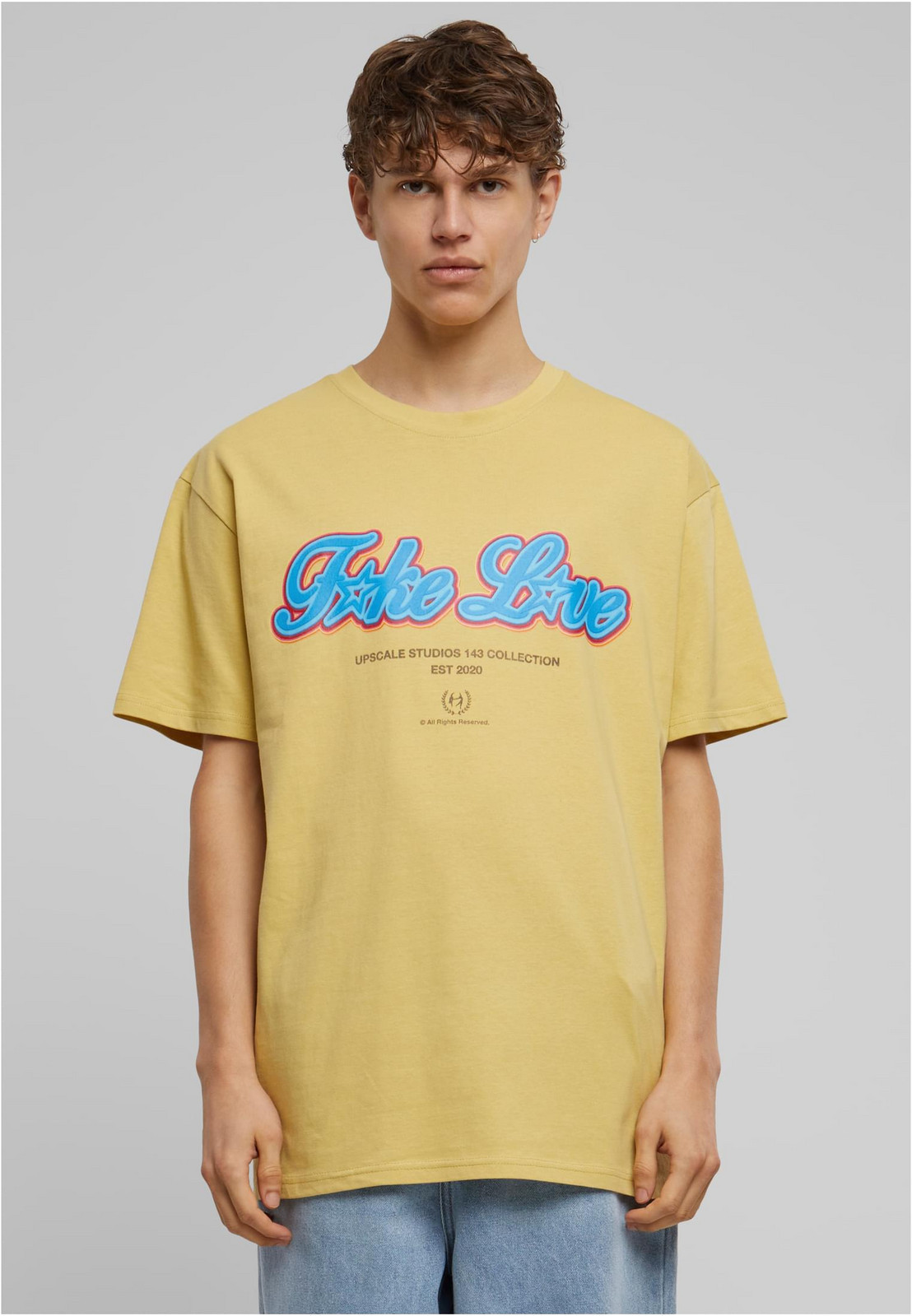 Men's T-shirt F*ke L*ve Heavy Oversize yellow