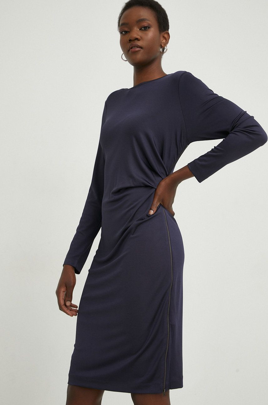 Šaty Answear Lab tmavomodrá farba, mini, priliehavé