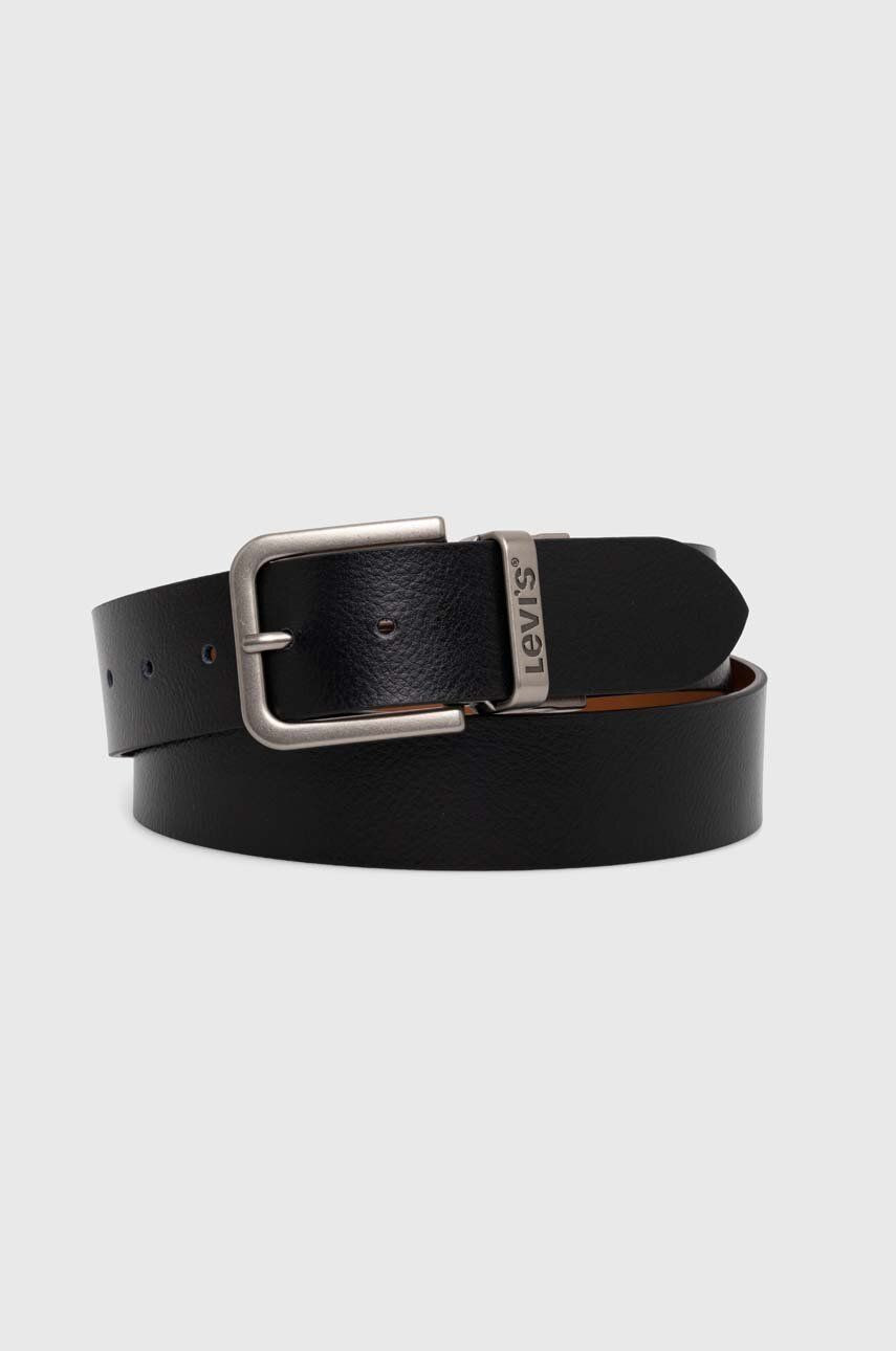 Obojstranný kožený opasok Levi's čierna farba, D6605-0000