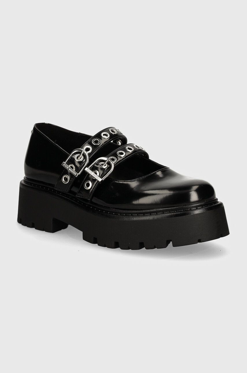 Kožené poltopánky Steve Madden Overt dámske, čierna farba, na platforme, SM11003286