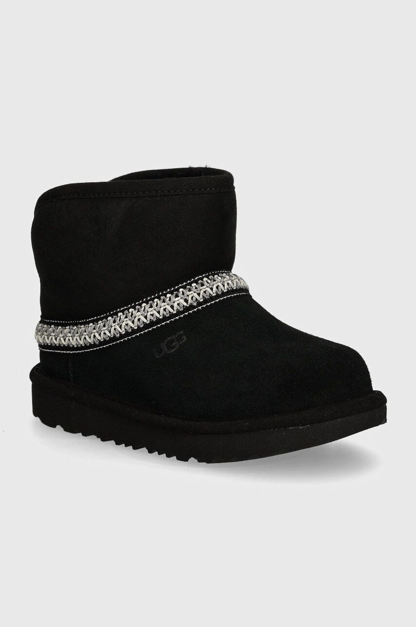 Detské semišové snehule UGG CLASSIC MINI CRESCENT čierna farba, 1157697T