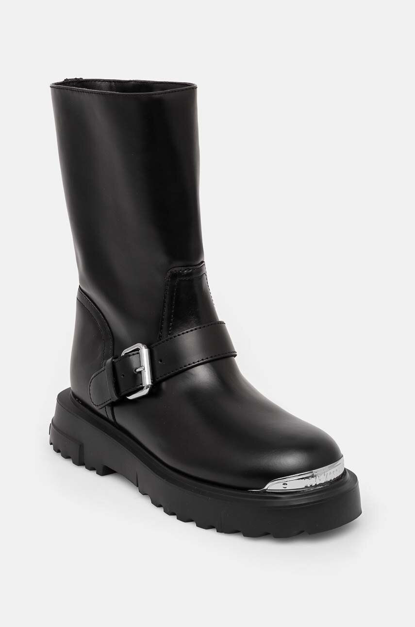 Členkové topánky Love Moschino dámske, čierna farba, na plochom podpätku, JA24134G1LIA0000