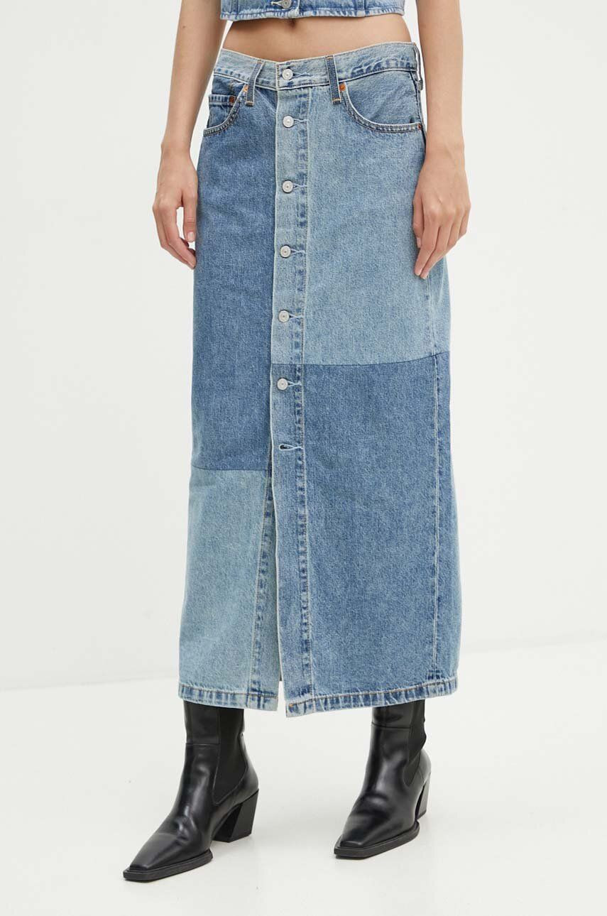 Rifľová sukňa Levi's midi, puzdrová, 000OF