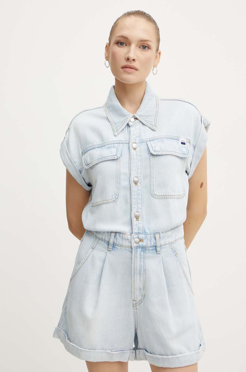 Rifľový overal Miss Sixty 6L2JJ0280000 JJ0280  DENIM S/JUMPSUIT s golierom, 6L2JJ0280000