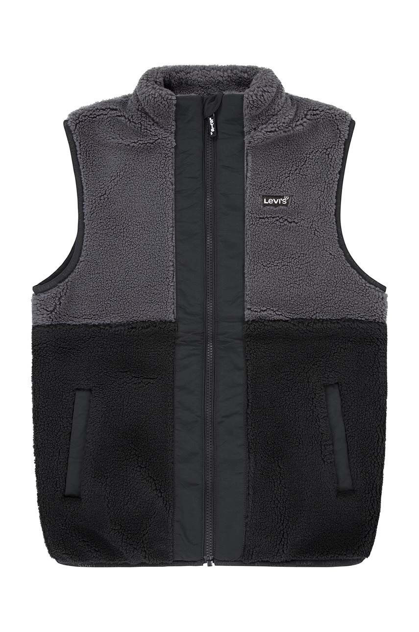 Detská vesta Levi's SHERPA VEST čierna farba, 9EL248