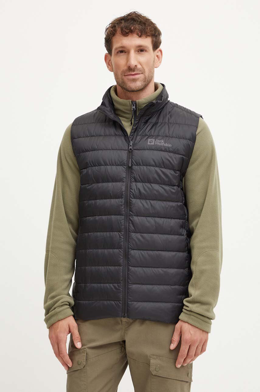 Športová páperová vesta Jack Wolfskin Pilvi čierna farba, prechodný, 1207711