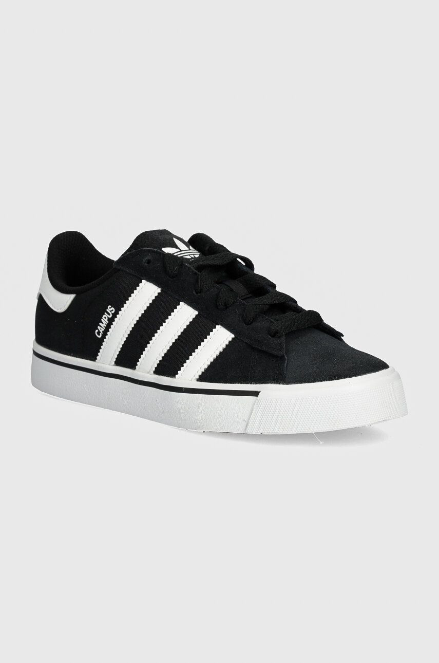 Detské kožené tenisky adidas Originals CAMPUS VULC čierna farba, IH8038
