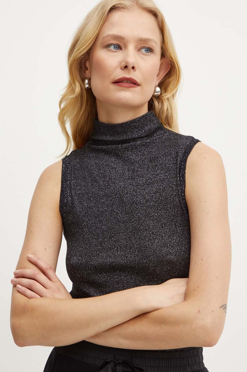 Top Patrizia Pepe dámsky, čierna farba, s polorolákom, 8K0217 K128