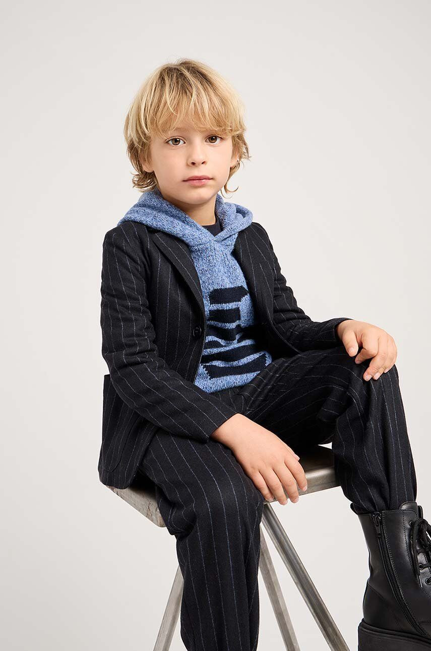 Detská bavlnená košeľa s dlhým rukávom Emporio Armani čierna farba, s nášivkou, 6D4TJC 3J5VZ