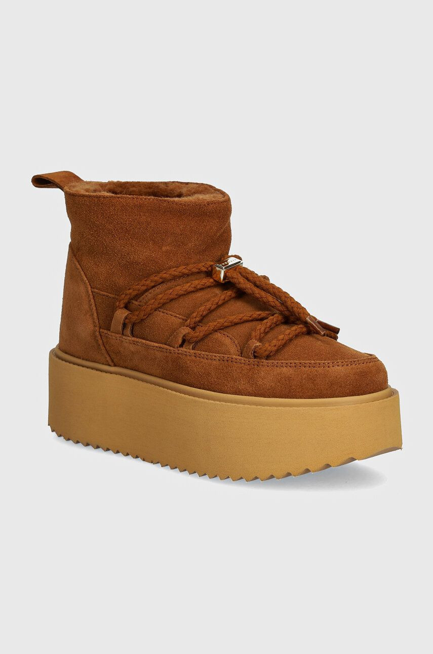 Semišové snehule Inuikii Classic Low Platform hnedá farba, 75204-004