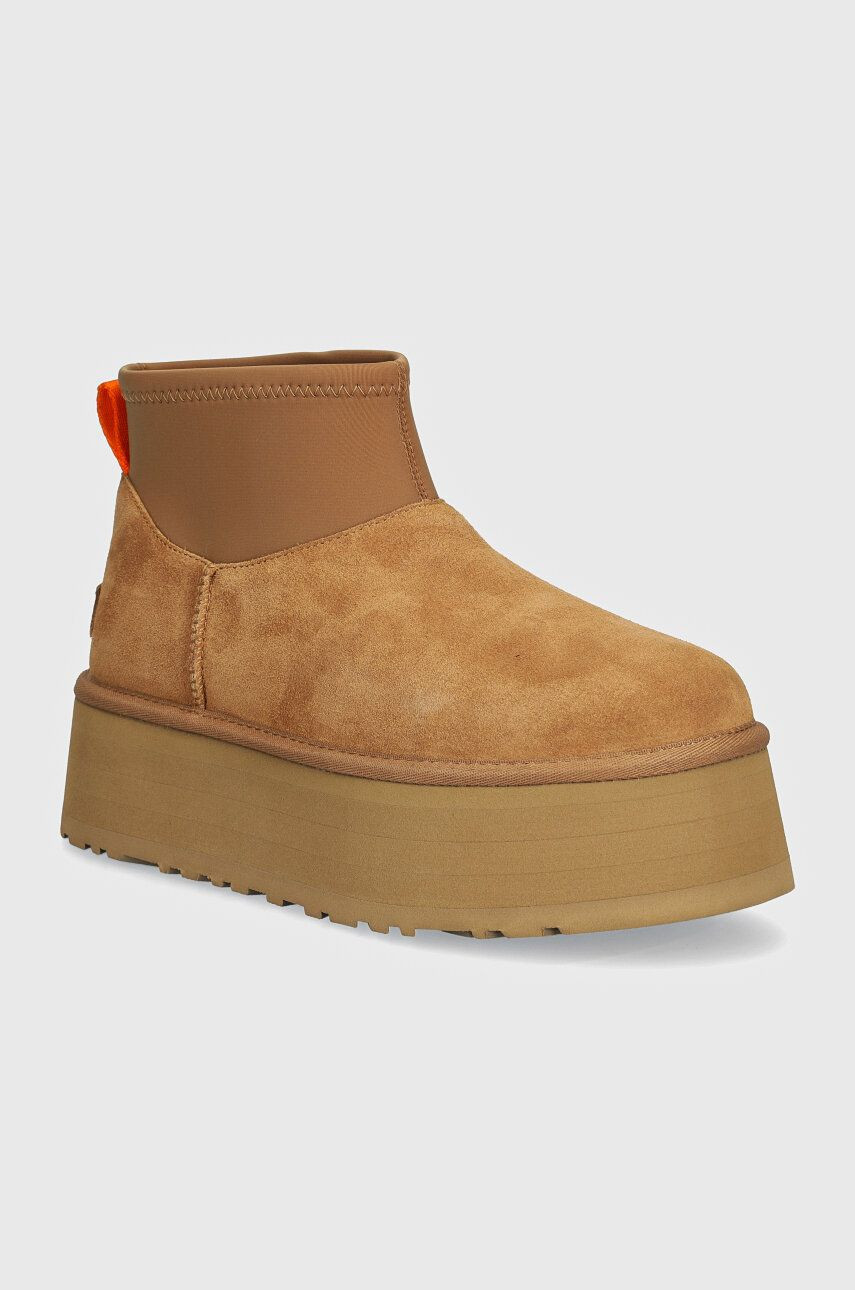 Semišové snehule UGG Classic Mini Dipper hnedá farba, 1168170-CHE