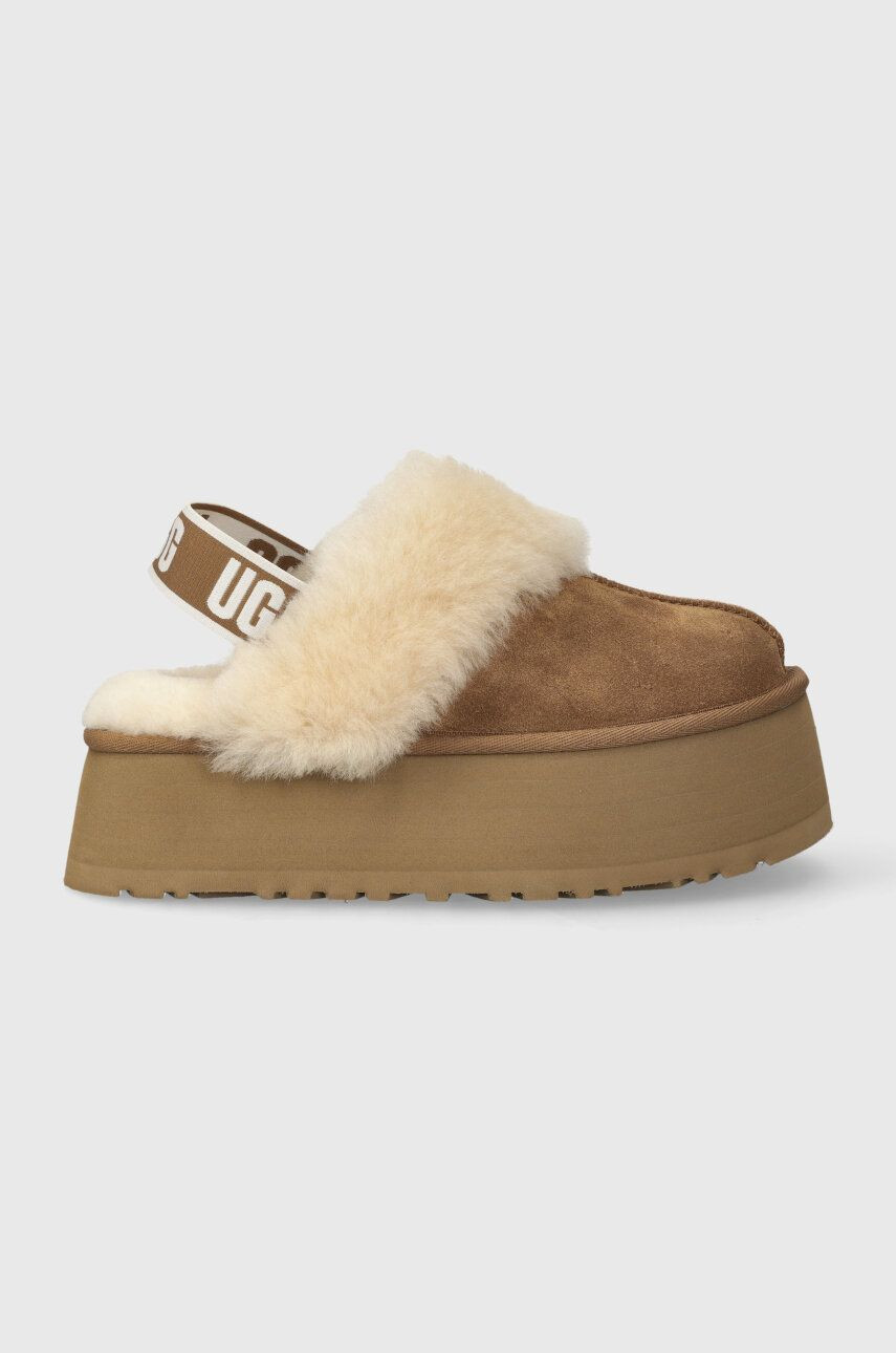 Semišové papuče UGG W FUNKETTE hnedá farba, 1113474 CHE