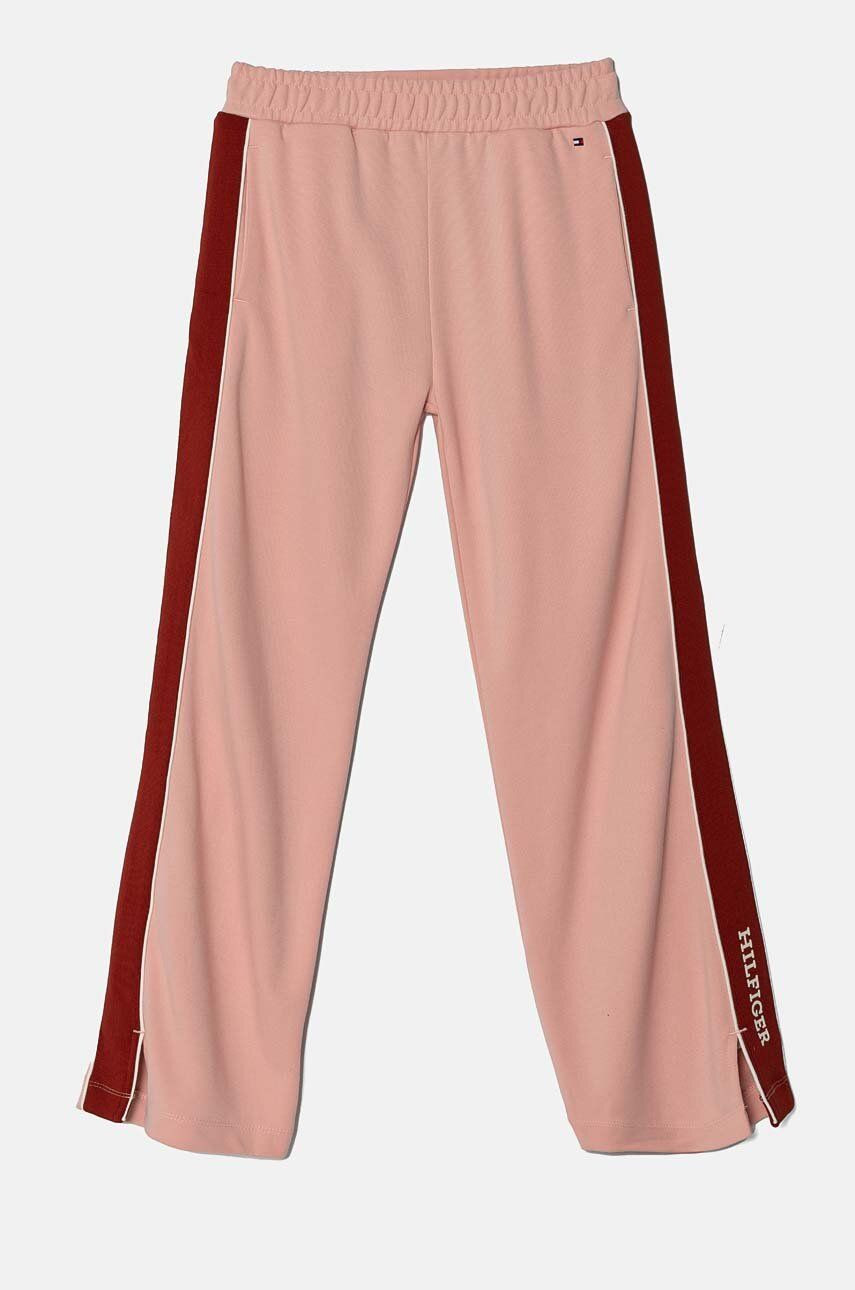 Detské tepláky Tommy Hilfiger RWB TAPE ružová farba, jednofarebné, KG0KG08109