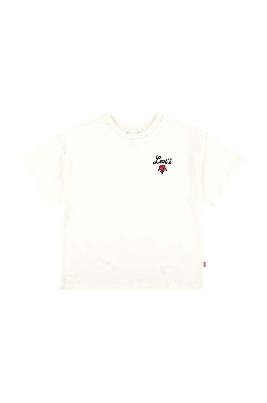 Detské bavlnené tričko Levi's OVERSIZED LEVIS ROSE TEE béžová farba, 3EL489
