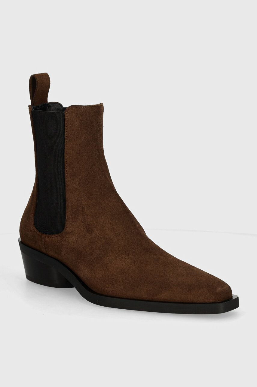Semišové topánky chelsea Proenza Schouler Bronco dámske, hnedá farba, na plochom podpätku, PS41030A