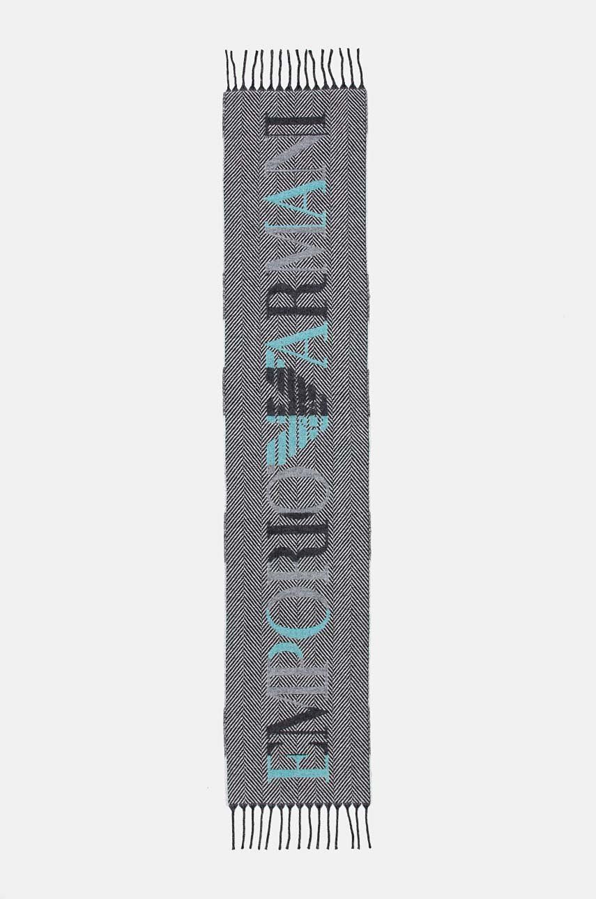 Vlnený šál Emporio Armani čierna farba, vzorovaný, 635002 4F300