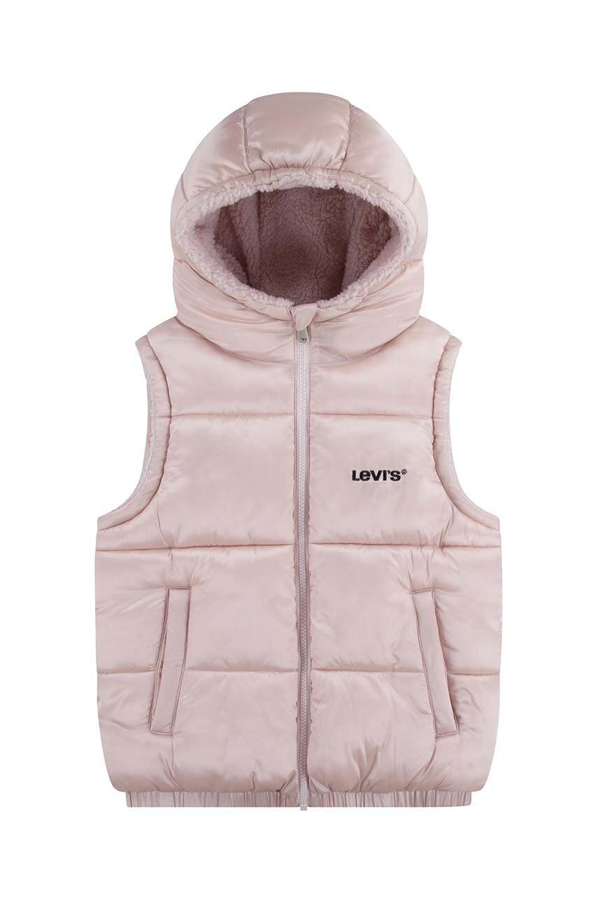 Detská obojstranná vesta Levi's REVERSIBLE VEST ružová farba, 4EL266