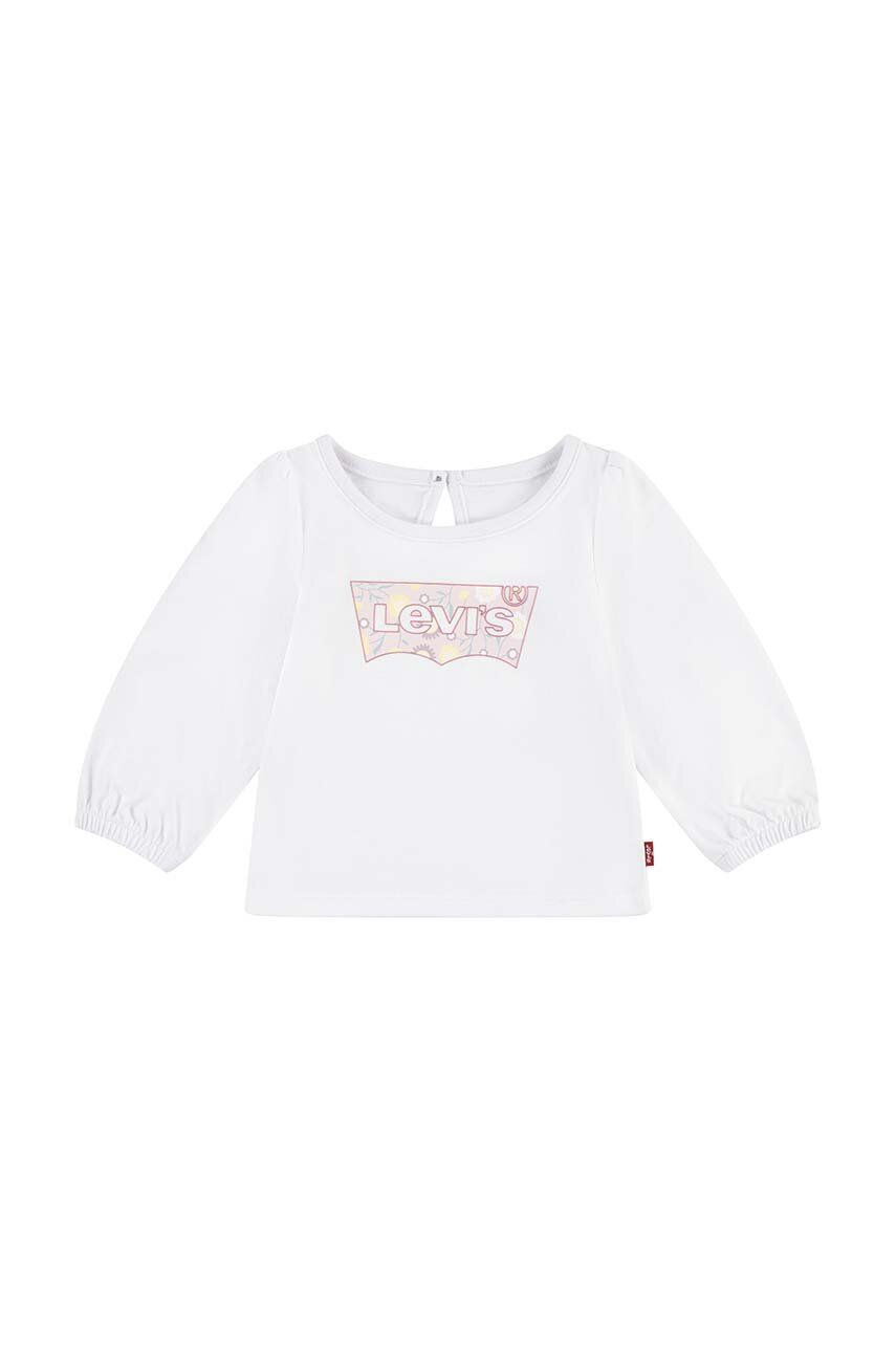 Detské bavlnené tričko s dlhým rukávom Levi's BATWING LS PUFF DETAIL TOP biela farba, 1EL412