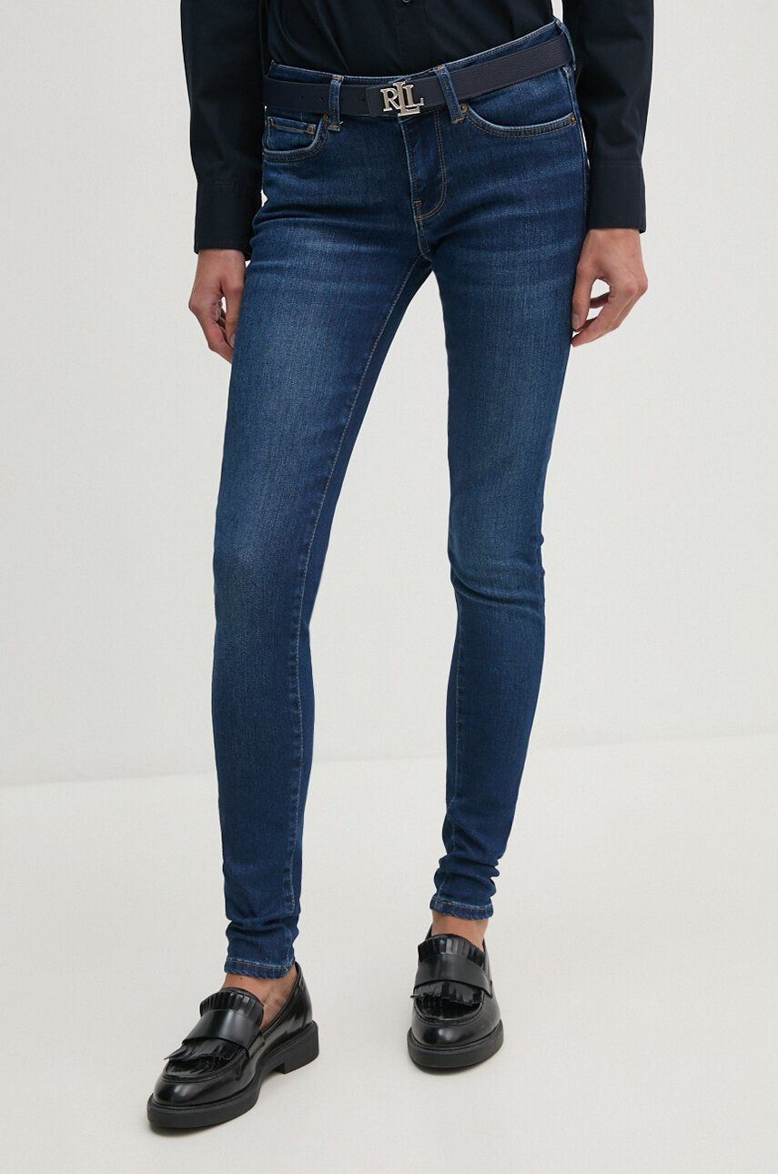 Rifle Pepe Jeans SKINNY JEANS LW dámske, tmavomodrá farba, PL204583DP6