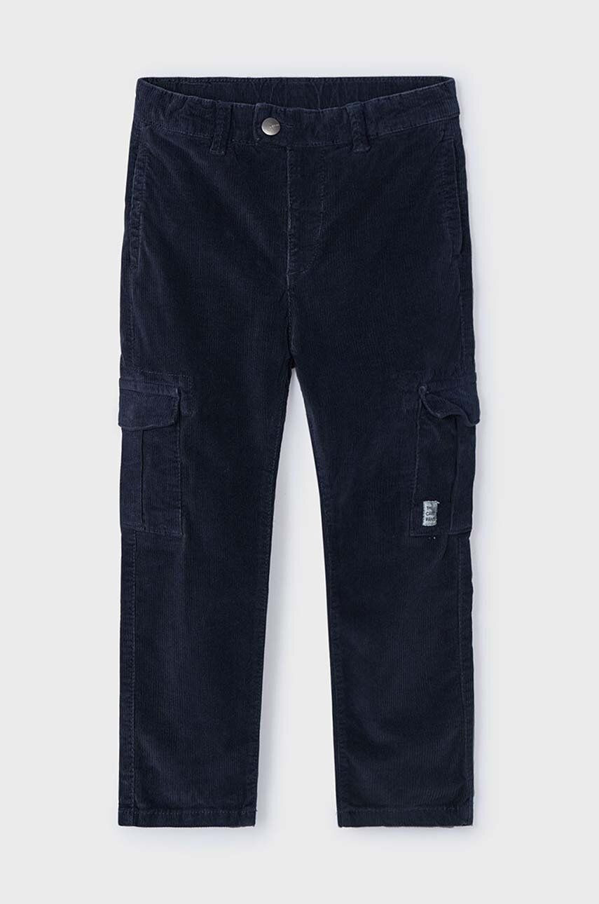 Detské nohavice Mayoral cargo sztruks tmavomodrá farba, jednofarebné, 4535