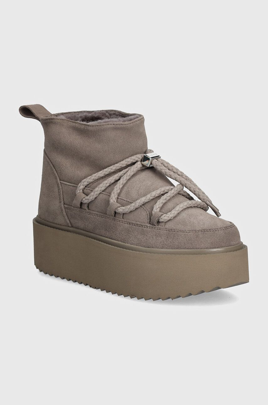 Semišové snehule Inuikii Classic Low Platform šedá farba, 75204-004