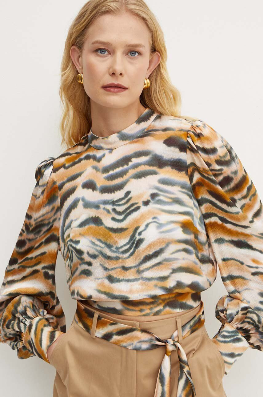 Blúzka Twinset dámska, hnedá farba, vzorovaná, 242TP2654