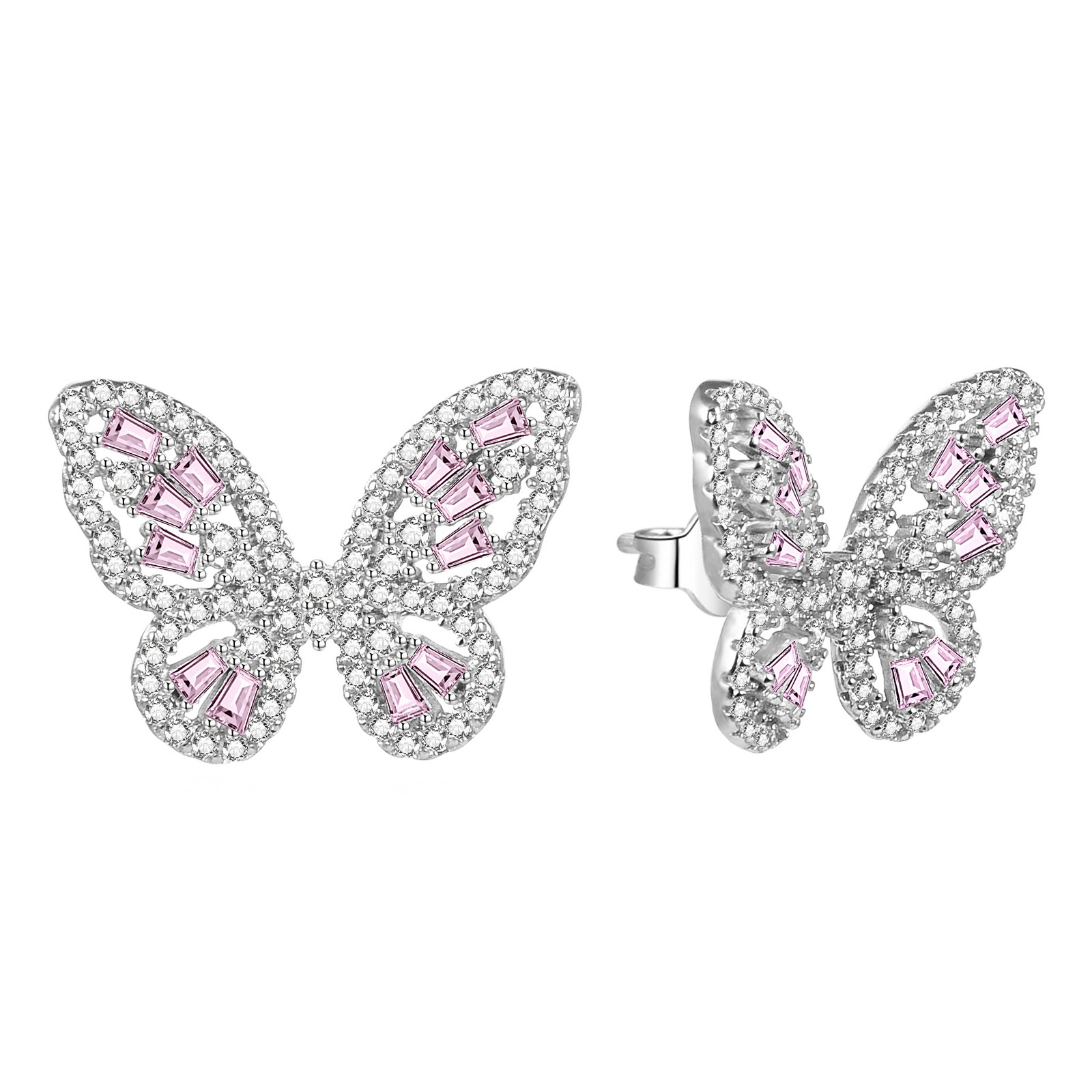 Agato Krásne strieborné náušnice Motýle AGUP3094-W/P