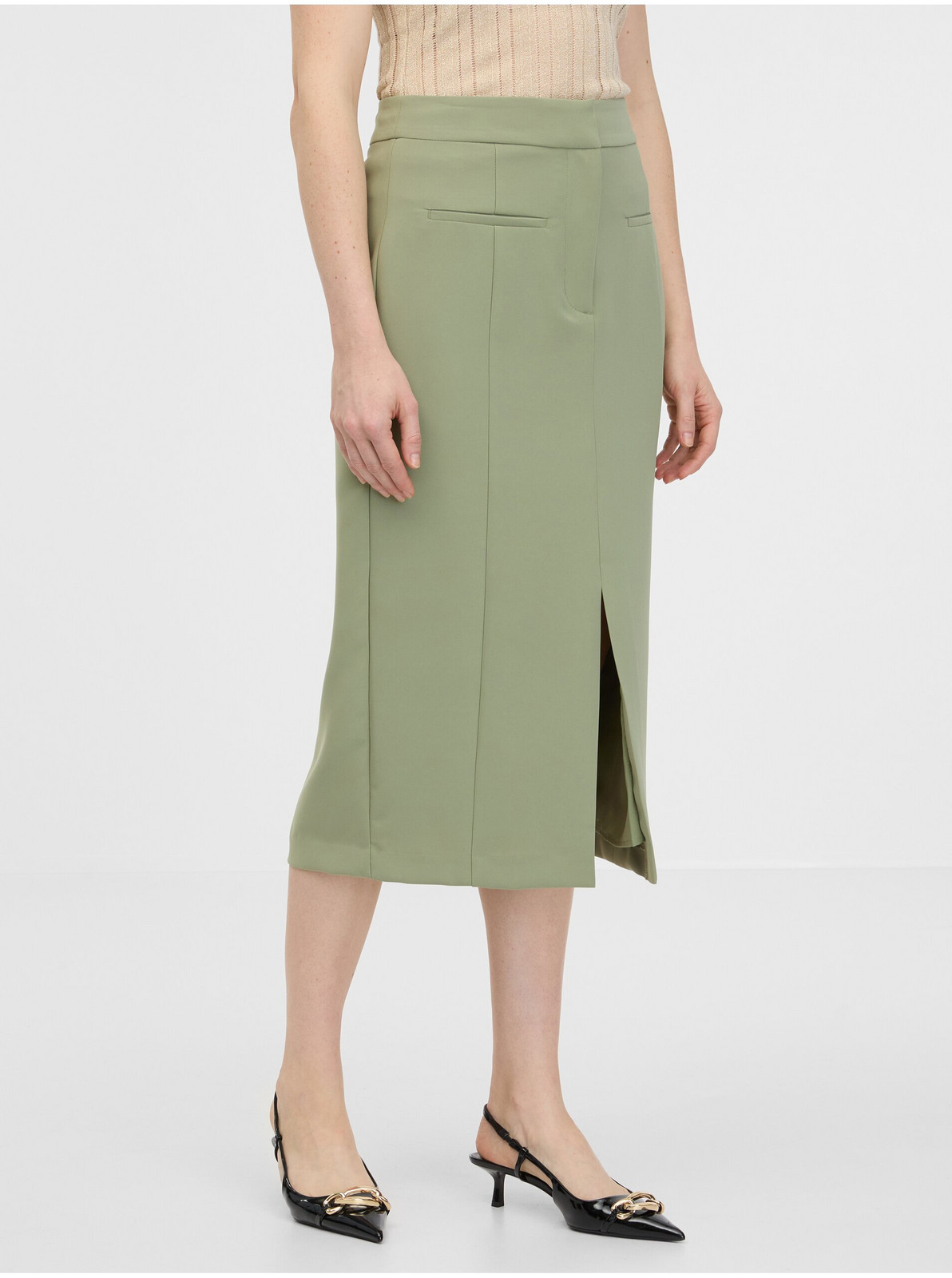 Kaki dámska puzdrová sukňa ORSAY