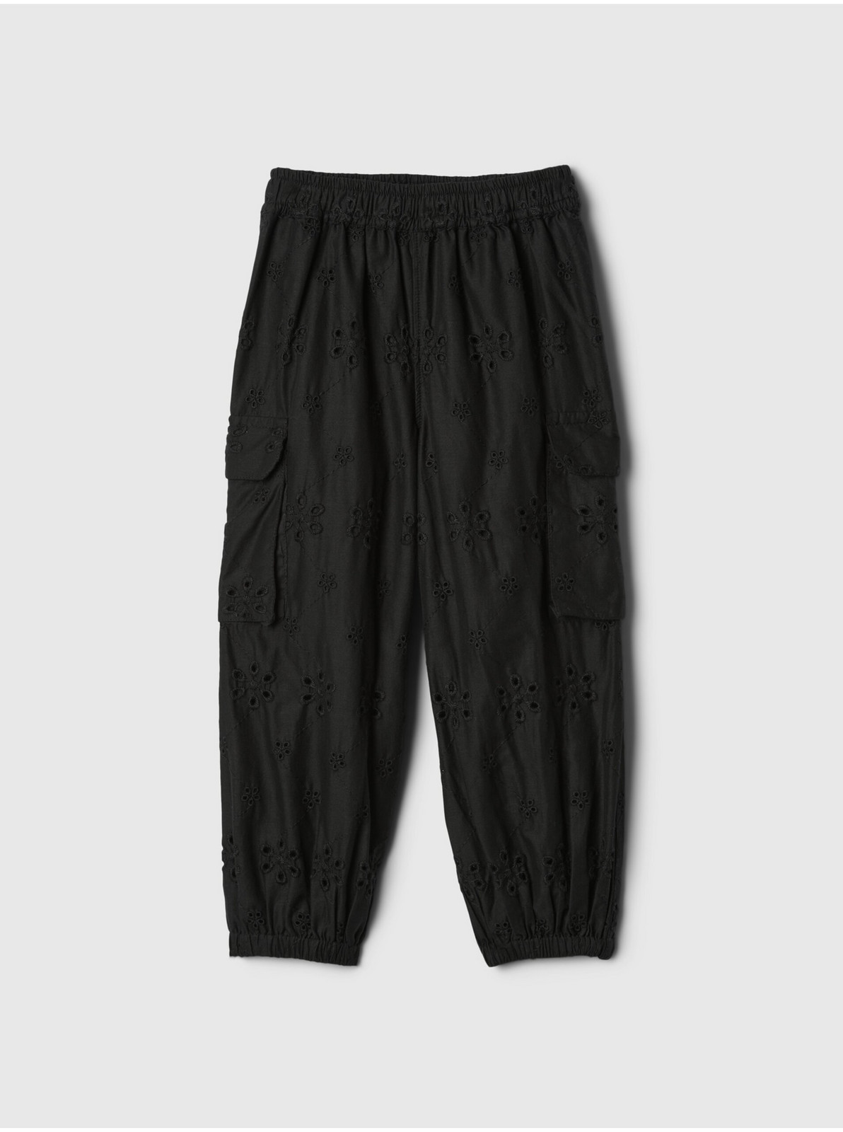 Čierne dievčenské krajkové cargo nohavice GAP