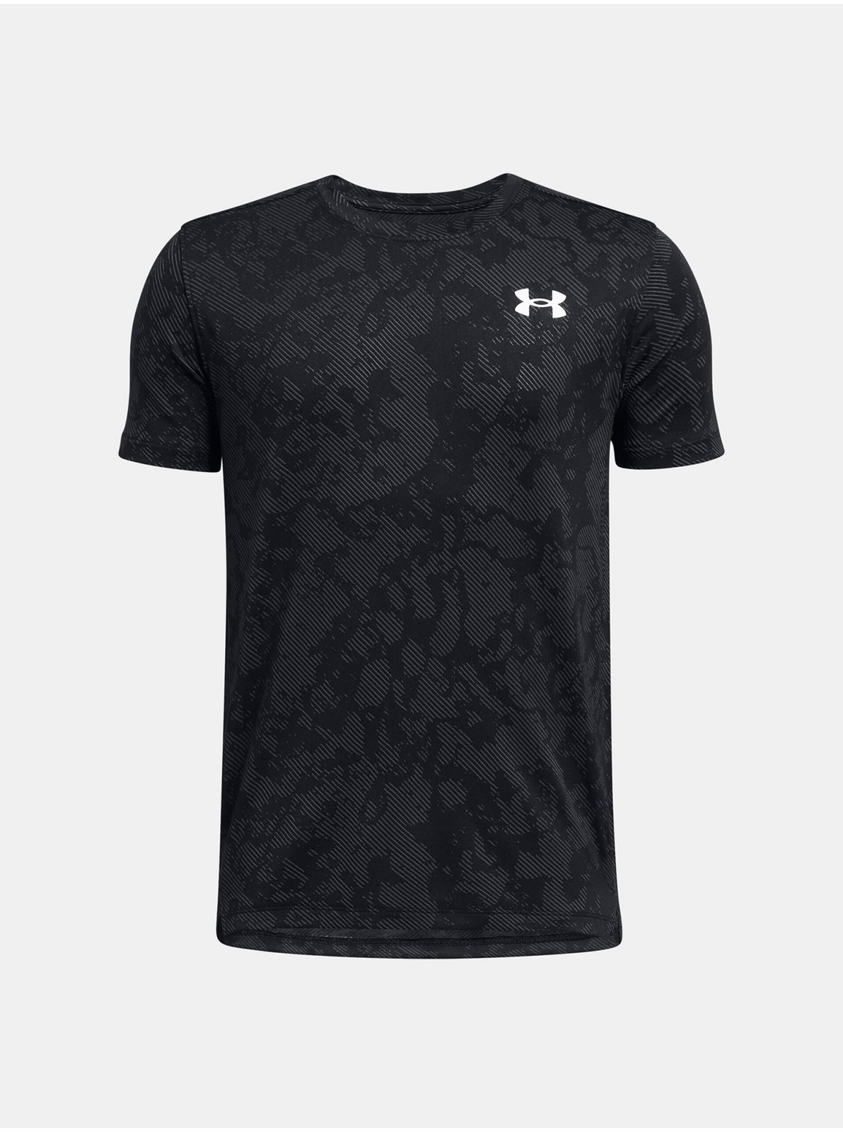 Čierne chlapčenské športové tričko Under Armour UA Tech Vent Geode SS-ORG