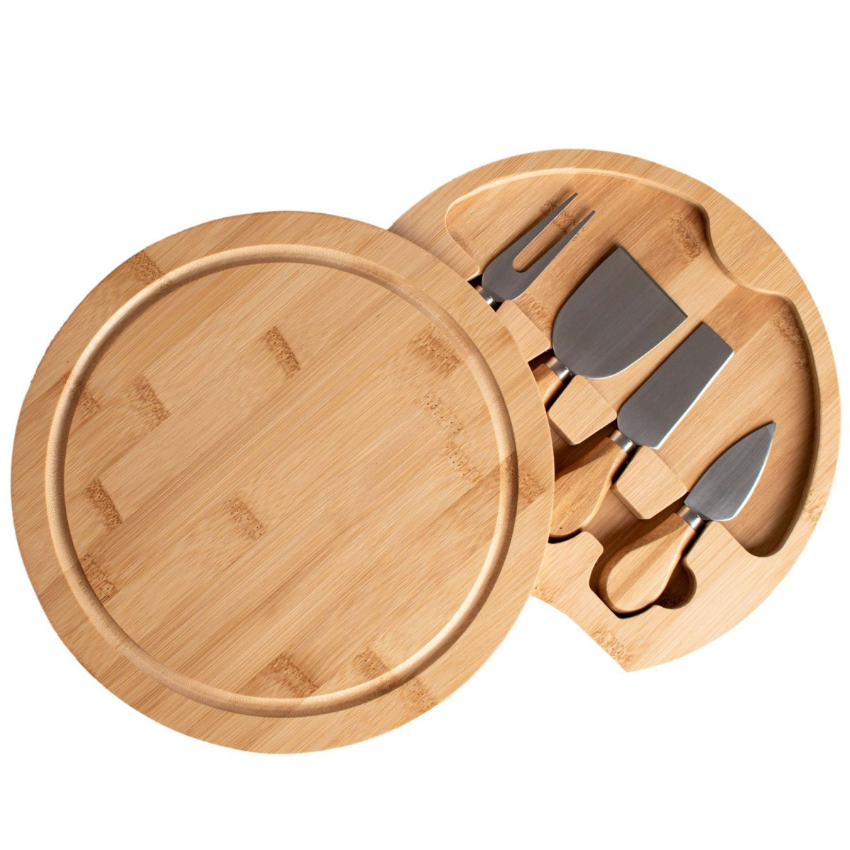 Servírovací bambusové prkénko na sýry s příslušenstvím ANDRA 25 cm natural