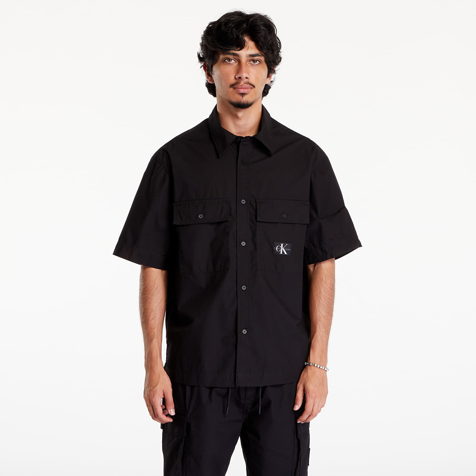 Košeľa Calvin Klein Jeans Cotton Poplin Utility Shirt Black S