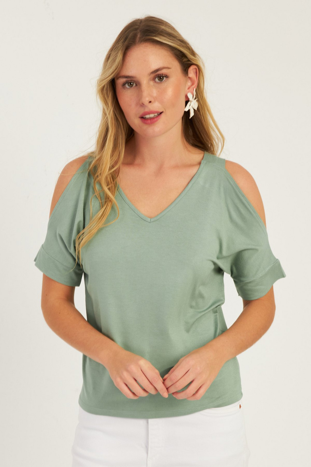 Cool & Sexy Women's Mint Cuffed Collar Blouse