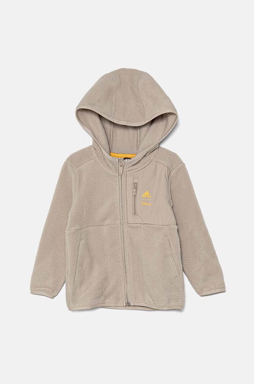 Detská mikina adidas LK DY LK TT béžová farba, s kapucňou, s nášivkou, IV9640