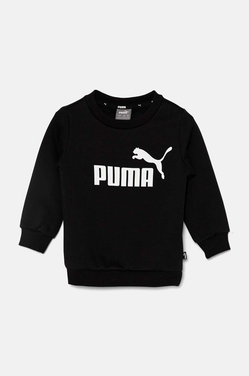 Detská mikina Puma ESS Big Logo Crew FL B čierna farba, s potlačou