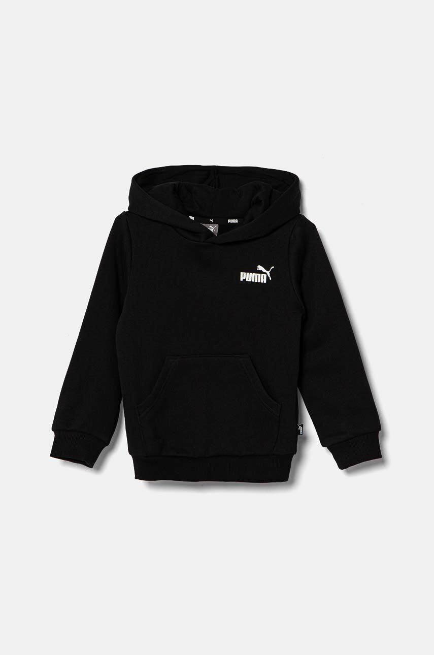 Detská mikina Puma ESS Small Logo Hoodie FL B čierna farba, s kapucňou, s potlačou
