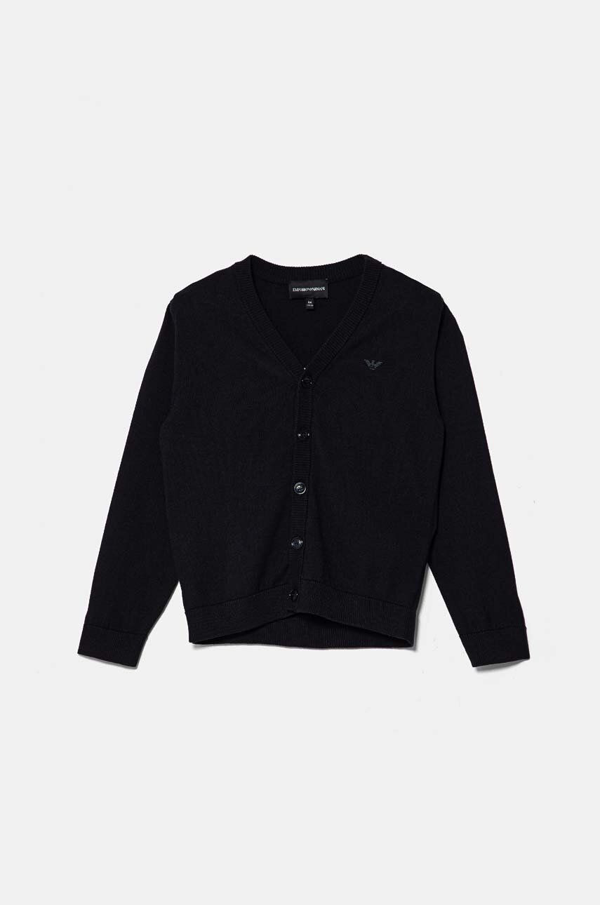 Detský kardigan s prímesou vlny Emporio Armani tmavomodrá farba, tenký, 8N4E78 4M16Z
