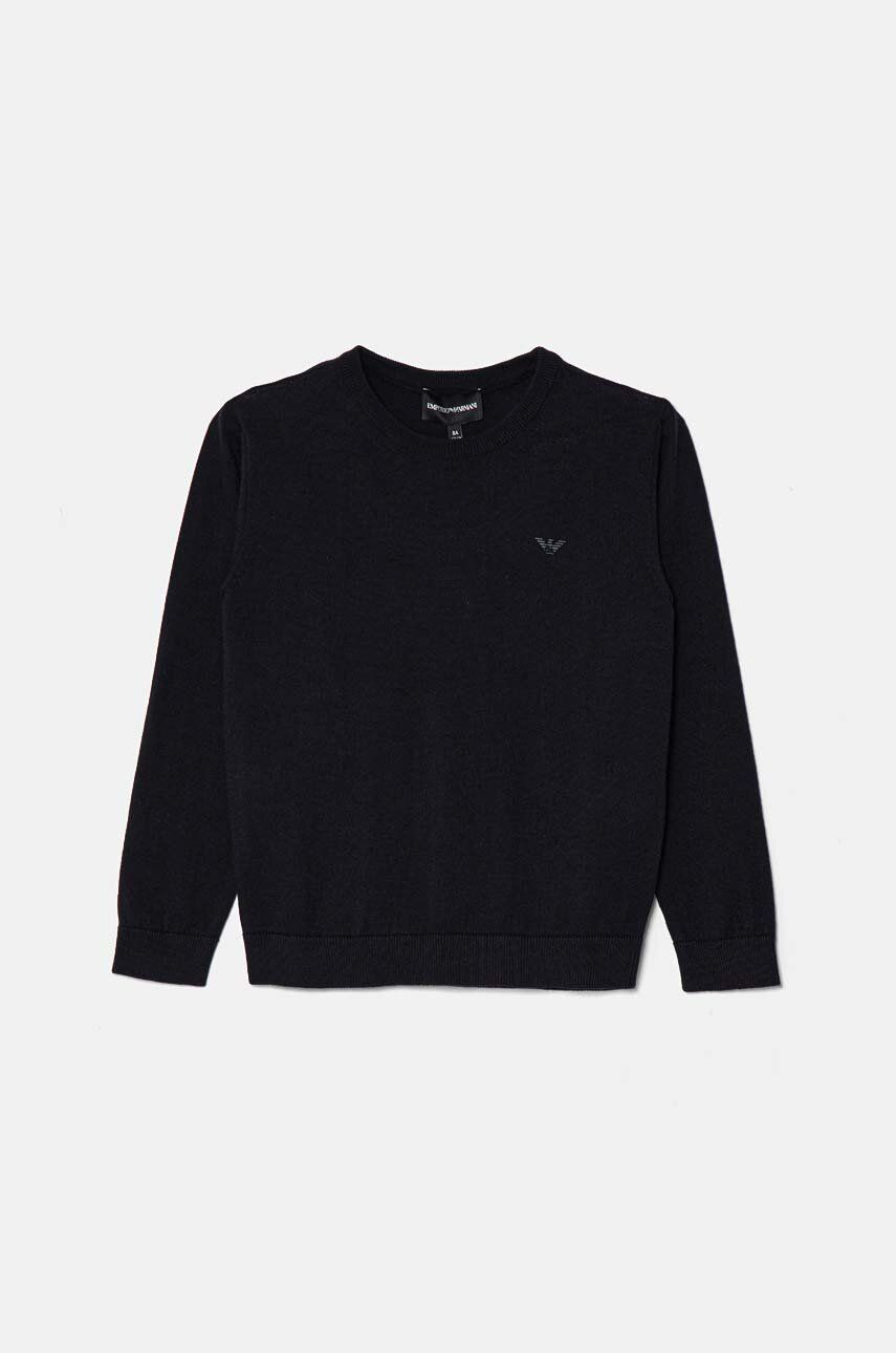 Detský sveter s prímesou vlny Emporio Armani tmavomodrá farba, tenký, 8N4MA1 4M16Z