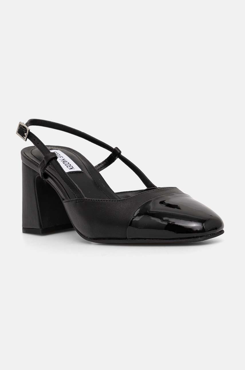 Lodičky Steve Madden Zeina čierna farba, na podpätku, s otvorenou pätou, SM11003126