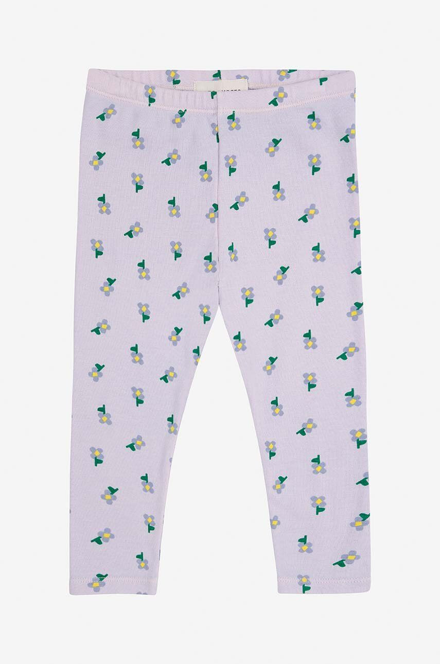 Legíny pre bábätká Bobo Choses Pansy Flower fialová farba, vzorované, 224AB051