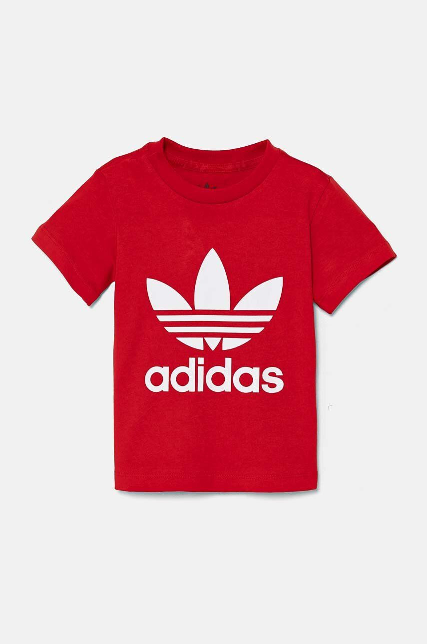 Detské tričko adidas Originals TREFOIL TEE červená farba, s potlačou, IX5115