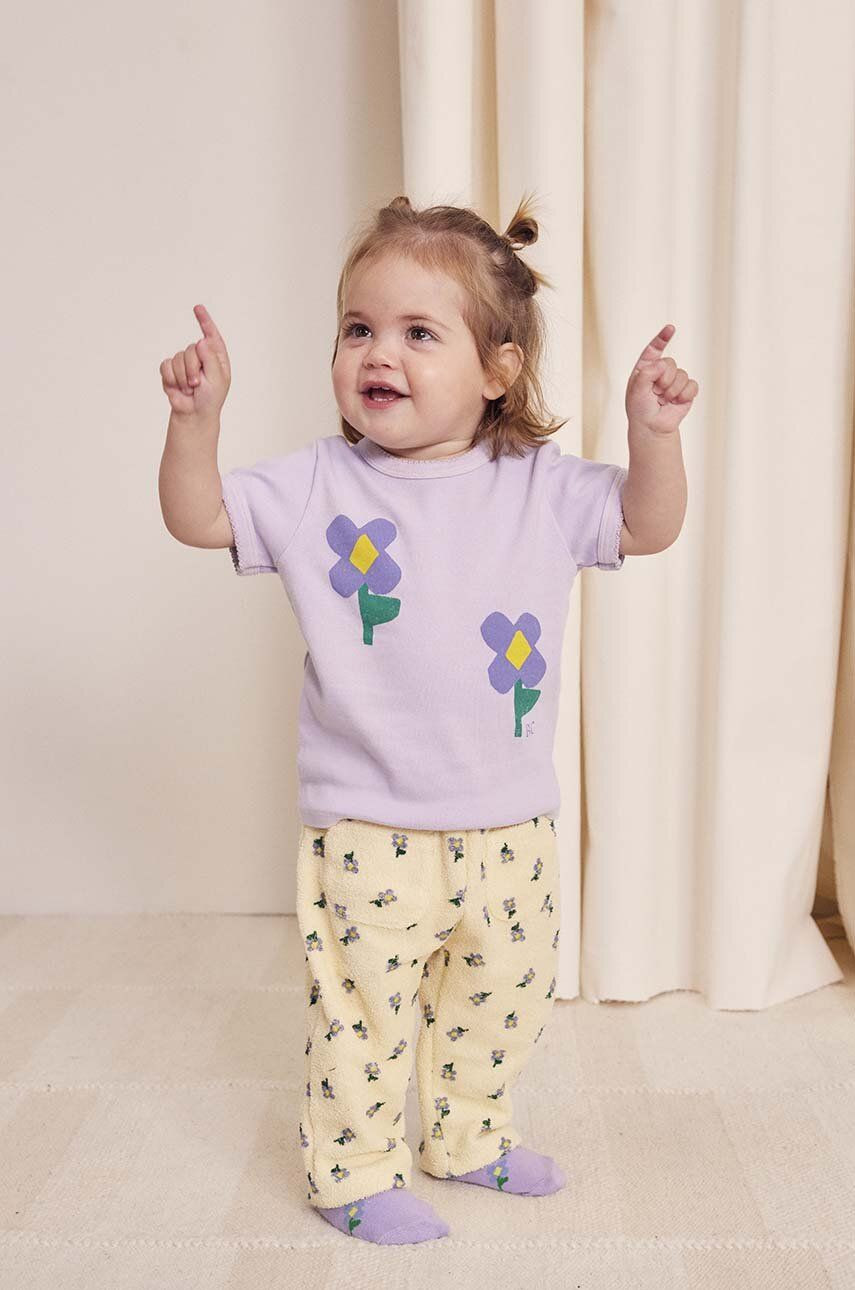 Detské tepláky Bobo Choses Pansy Flower žltá farba, vzorované, 224AB066