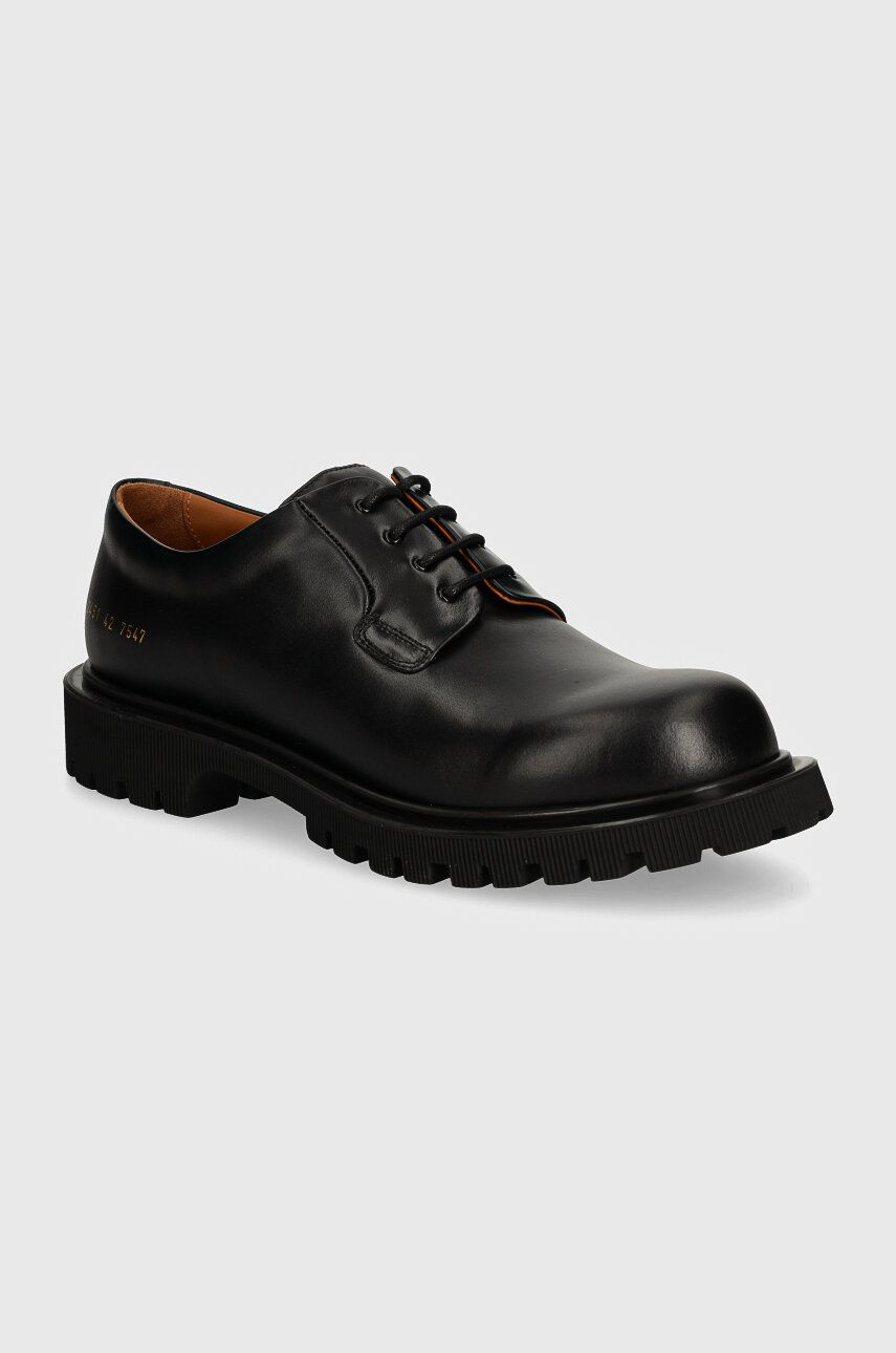Kožené poltopánky Common Projects Chunky Derby pánske, čierna farba, 2451