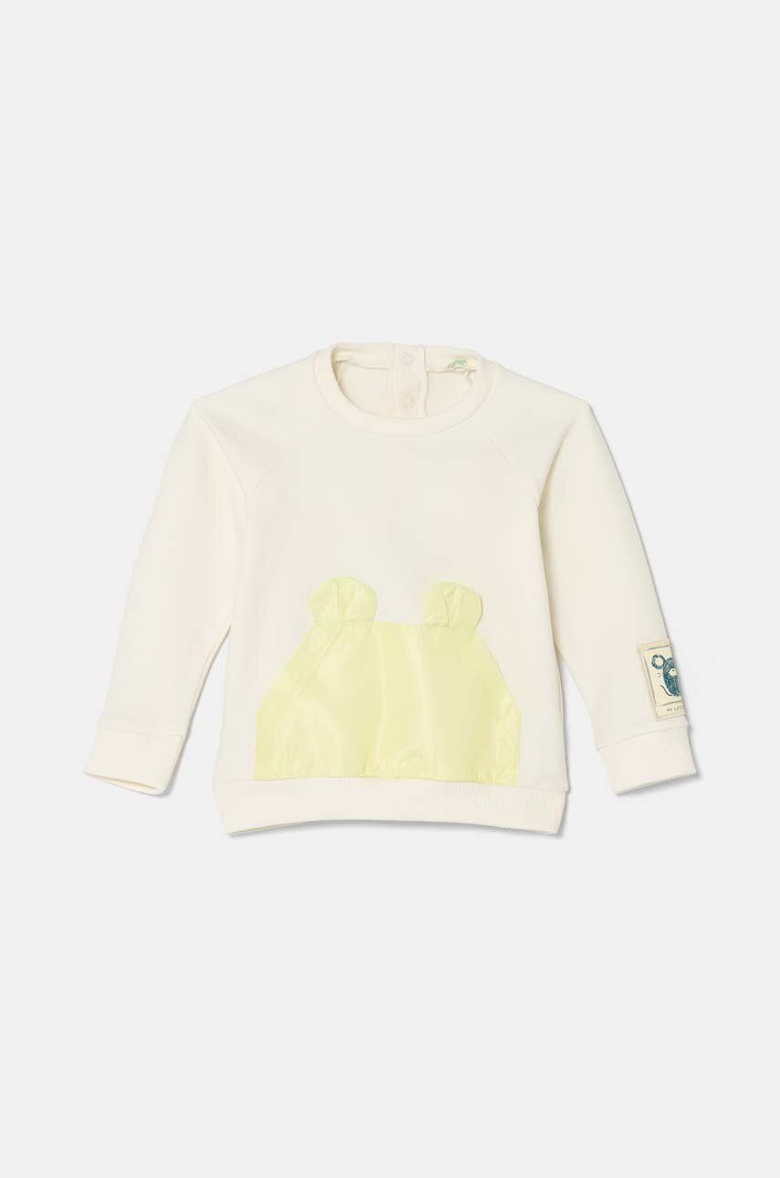 Mikina pre bábätká United Colors of Benetton béžová farba, s nášivkou, 32KNA1054