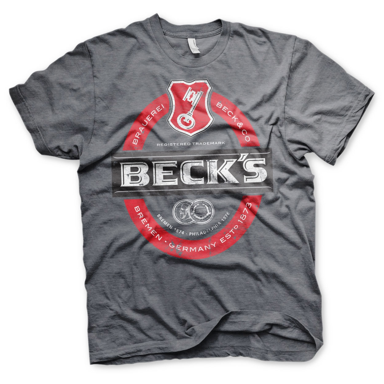 Tričko Hybris Basic Tee Becks Beer - tmavo sivé, XXL