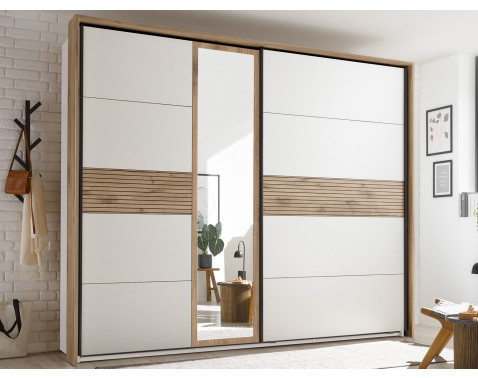 Šatníková skriňa so zrkadlom Daria, 270 cm, dub/biela%