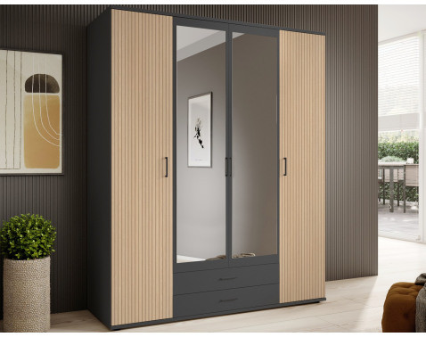 Šatníková skriňa Laurie, 159 cm, grafit/dub%