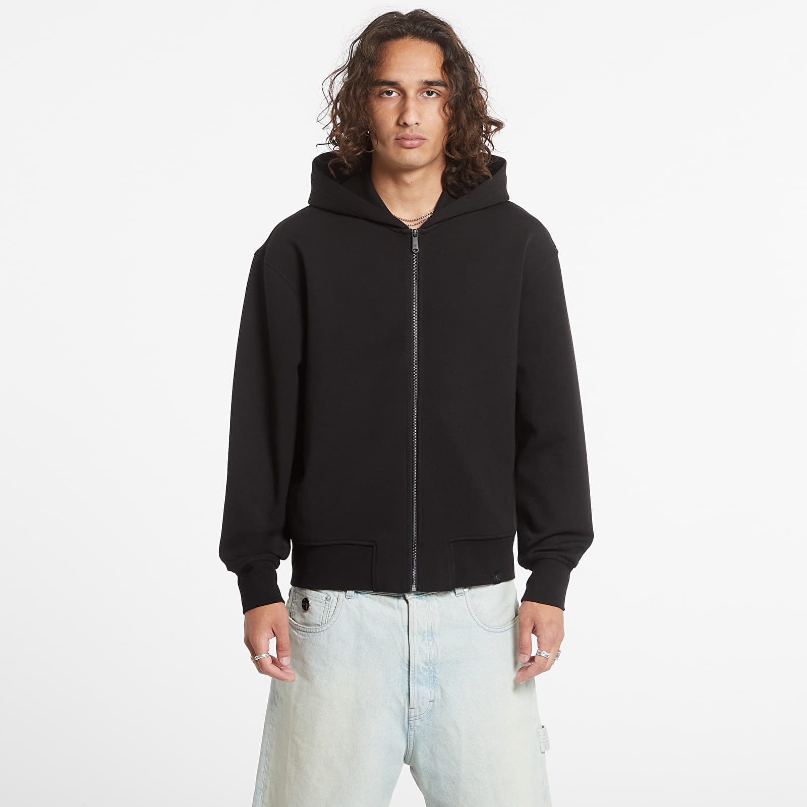 Mikina Calvin Klein Jeans Interlock Zip Through Black XXL
